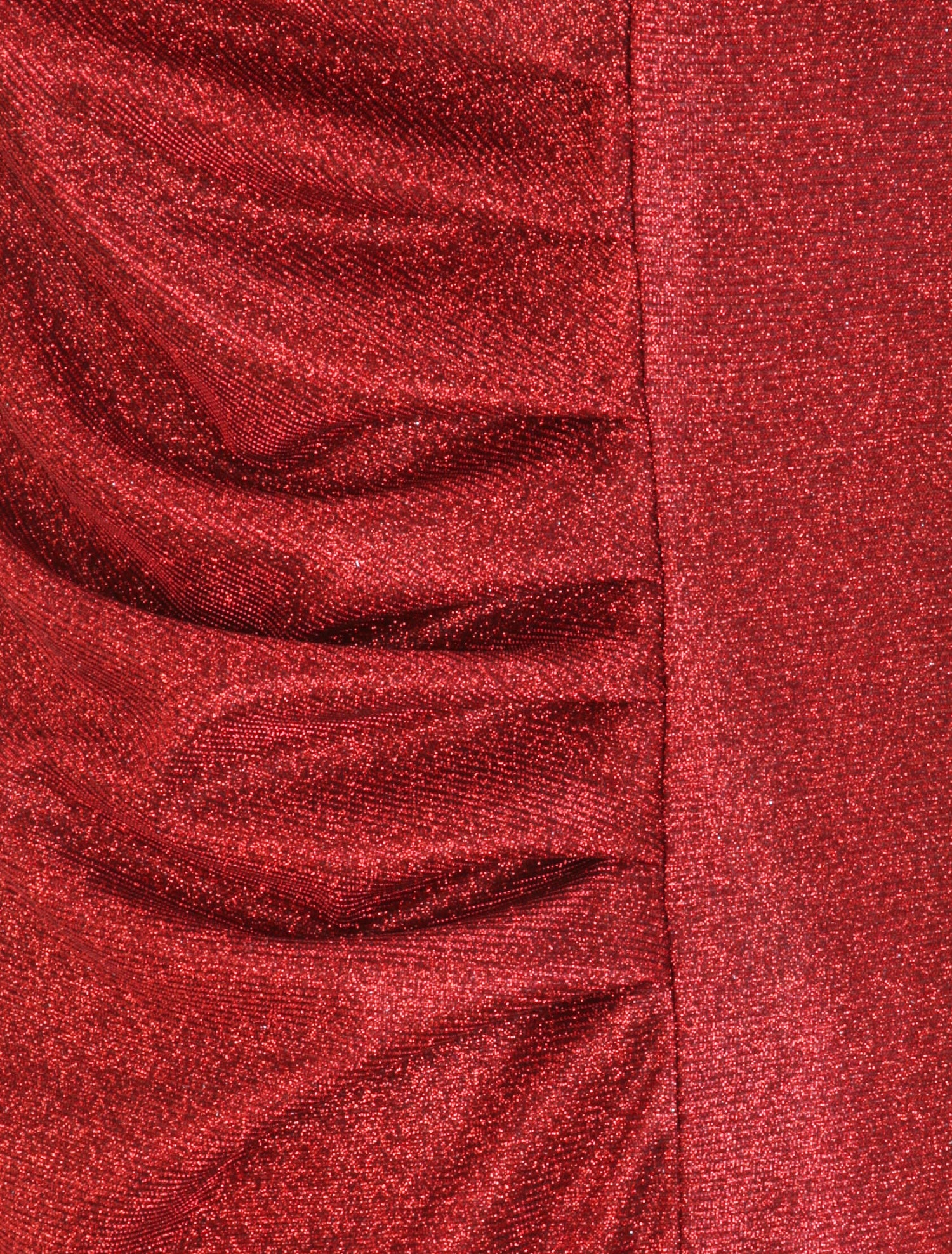 Robe pailletée à col asymétrique et détail drapé - Rouge - 3