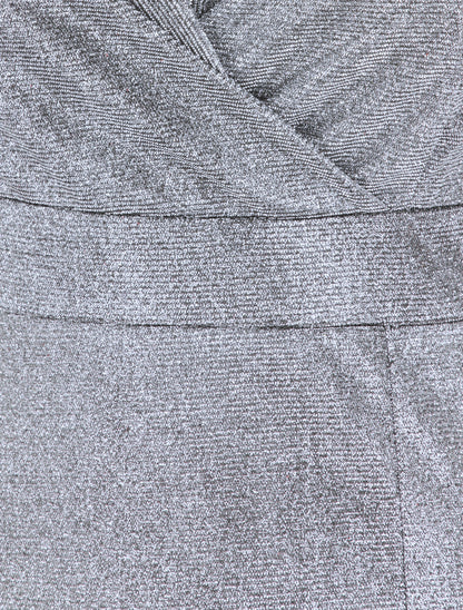 Robe longue pailletée à bretelles - Argent - 3