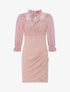 Robe à col montant et buste en dentelle et sequins - Rose poudré - 1