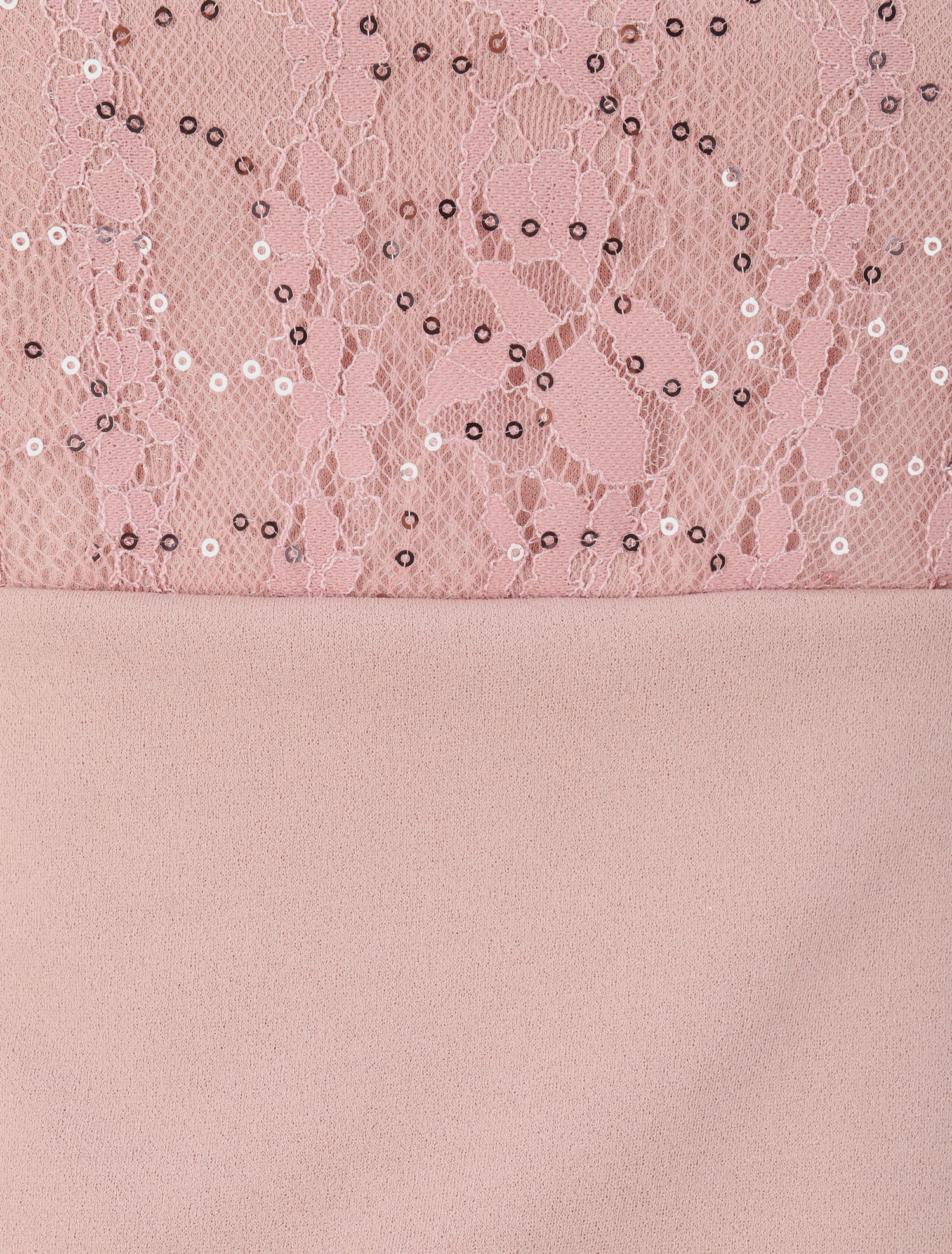 Robe à col montant et buste en dentelle et sequins - Rose poudré - 4