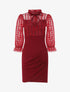 Robe à col montant et buste en dentelle et sequins - Bordeaux - 5