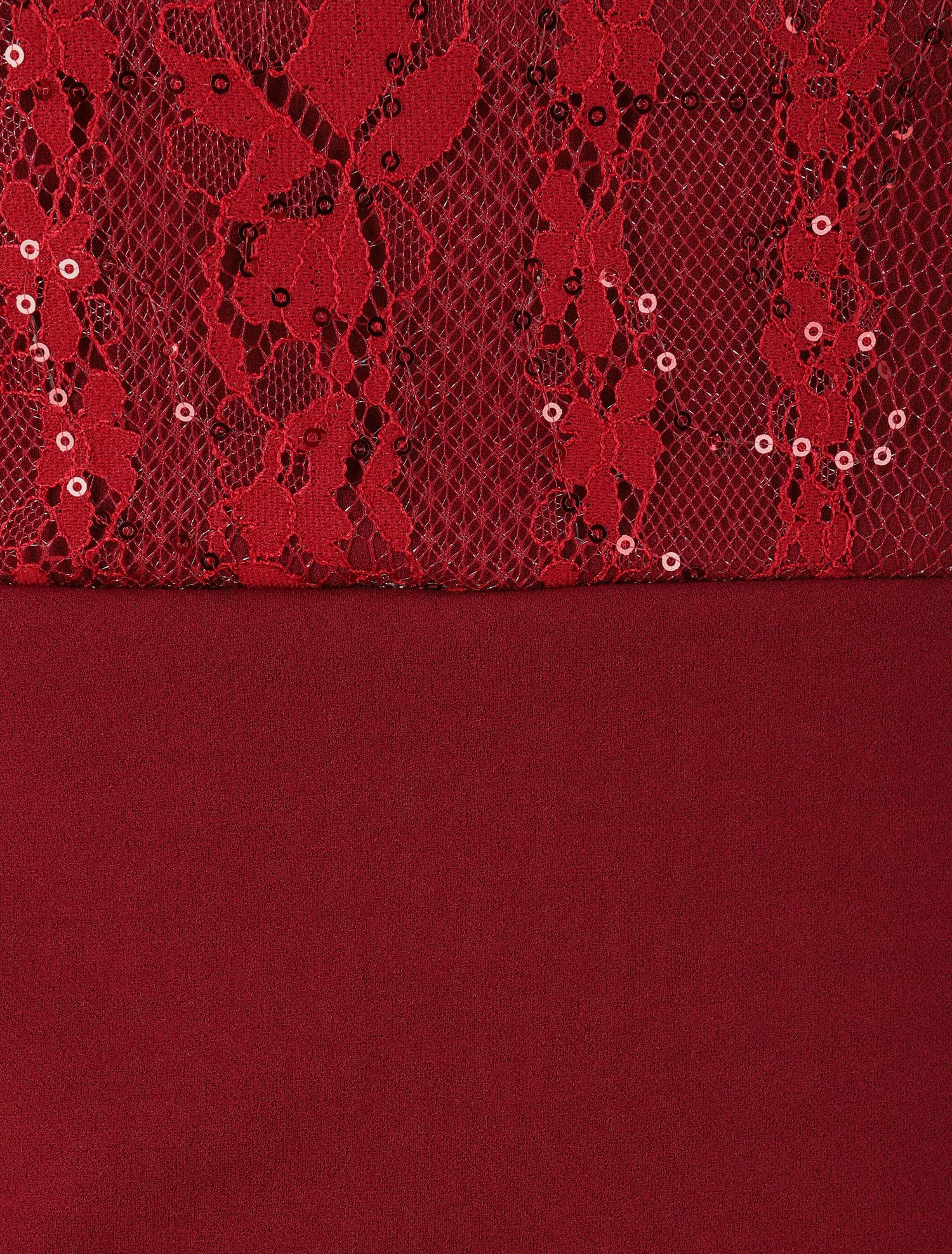 Robe à col montant et buste en dentelle et sequins - Bordeaux - 4