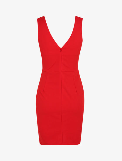 Robe fourreau à buste en sequins - Rouge - 2