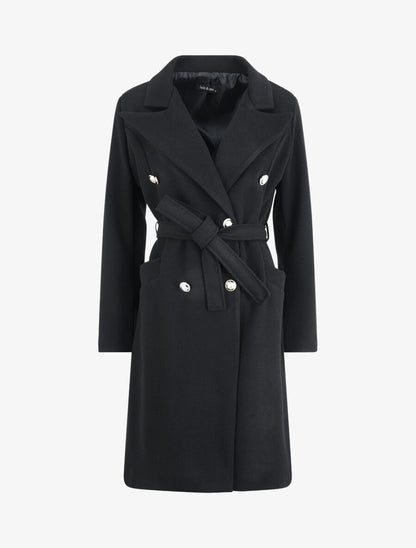 Manteau croisé à col cranté - Noir - 1