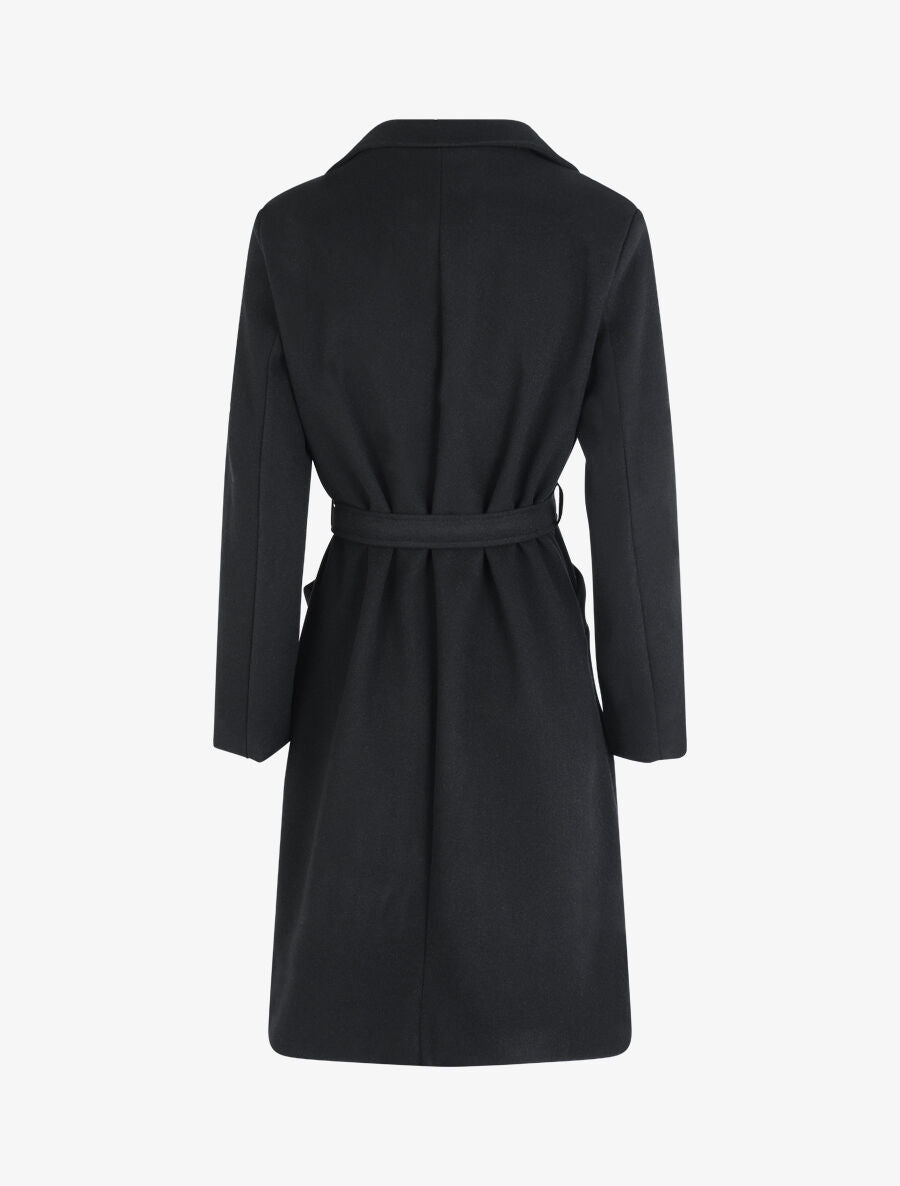 Manteau croisé à col cranté - Noir - 2