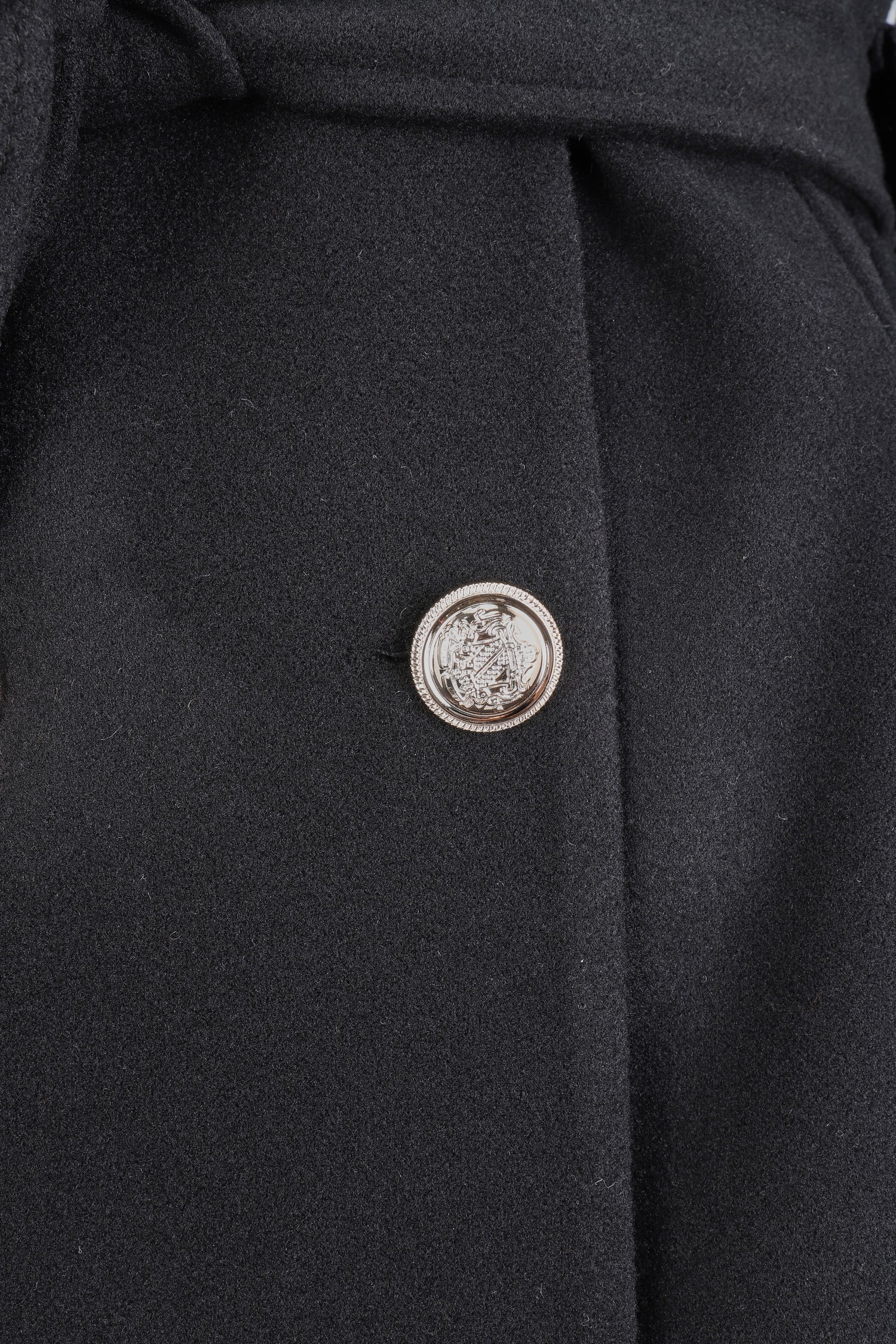 Manteau croisé à col cranté - Noir - 3