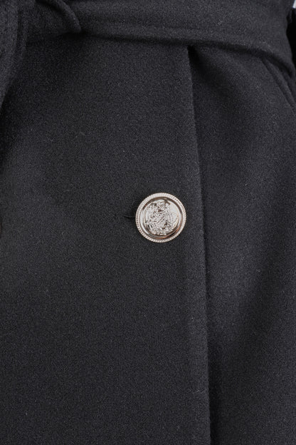 Manteau croisé à col cranté - Noir - 3