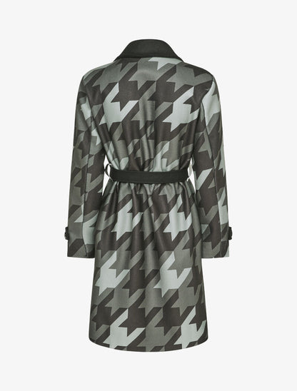 Manteau croisé à imprimé pied de coq - Vert - 2