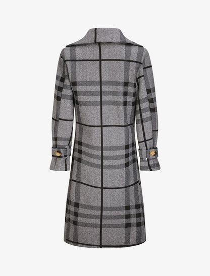 Manteau à carreaux style trench - Gris - 2