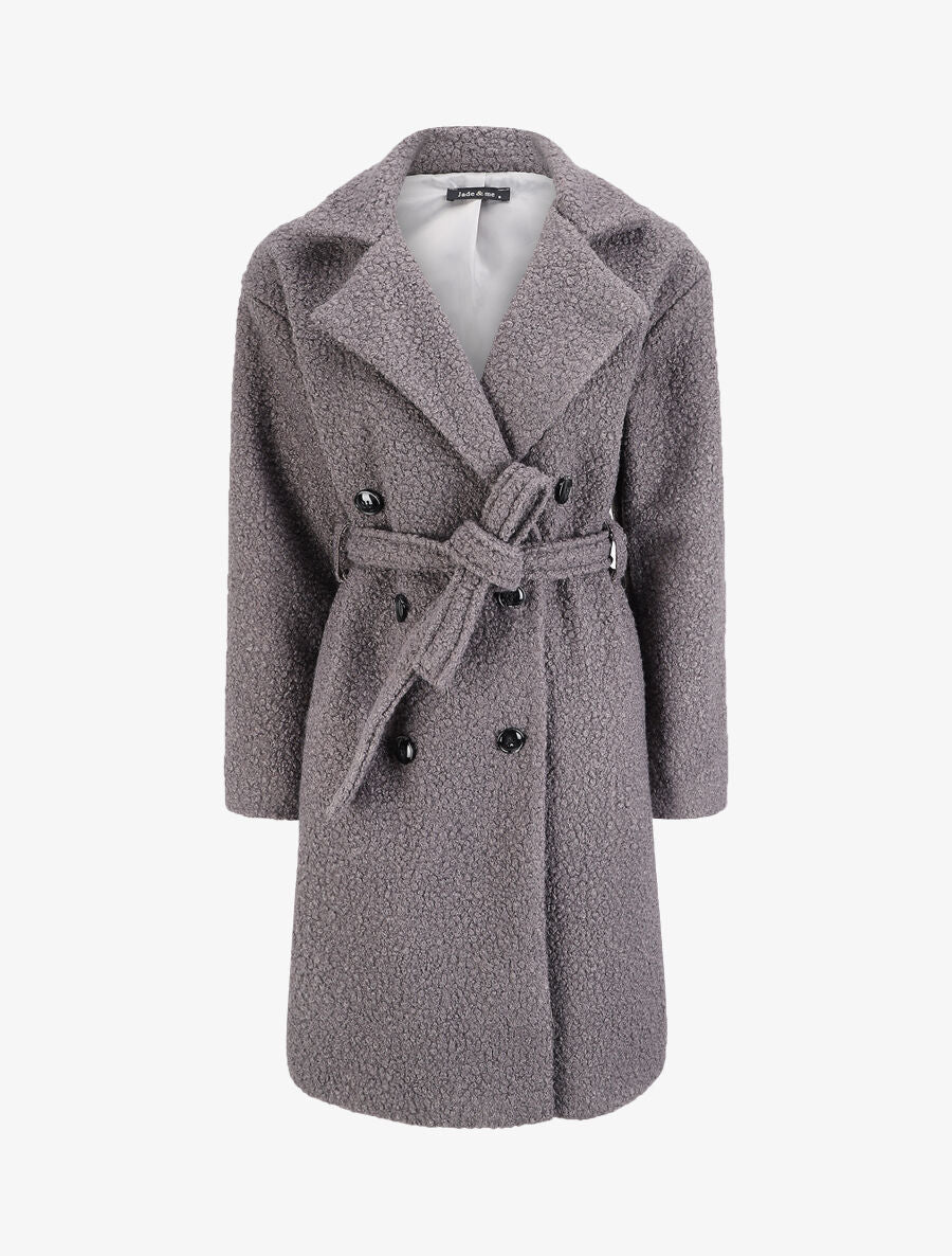 Manteau long en maille bouclette - Gris - 1