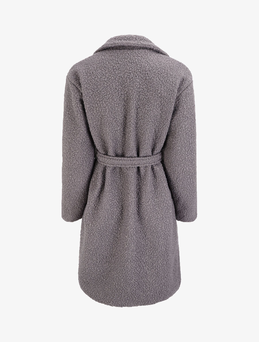 Manteau long en maille bouclette - Gris - 2