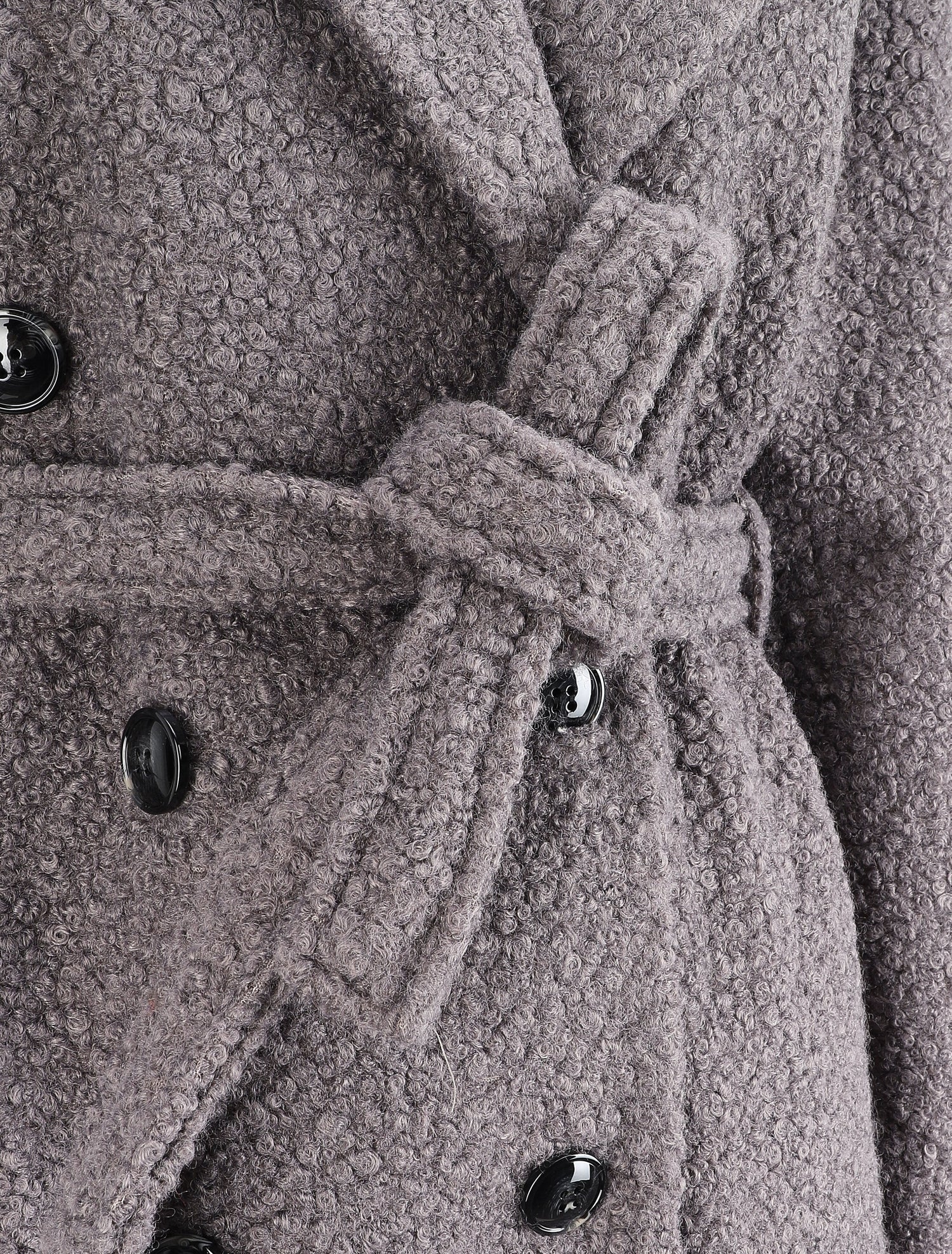 Manteau long en maille bouclette - Gris - 3
