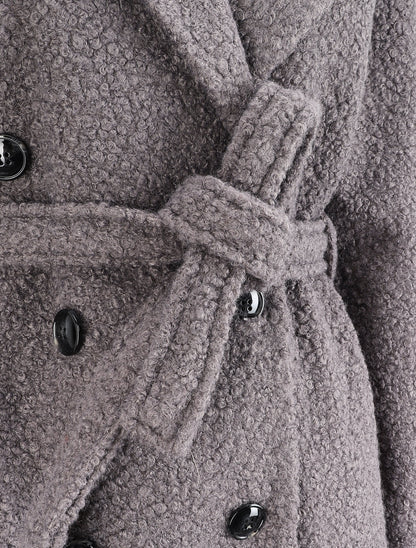 Manteau long en maille bouclette - Gris - 3