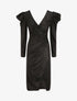 Robe drapée à manches gigot et paillettes - Noir - 4