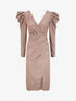Robe drapée à manches gigot et paillettes - Rose poudré - 1