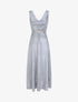 Robe longue à col V et paillettes - Argent - 1