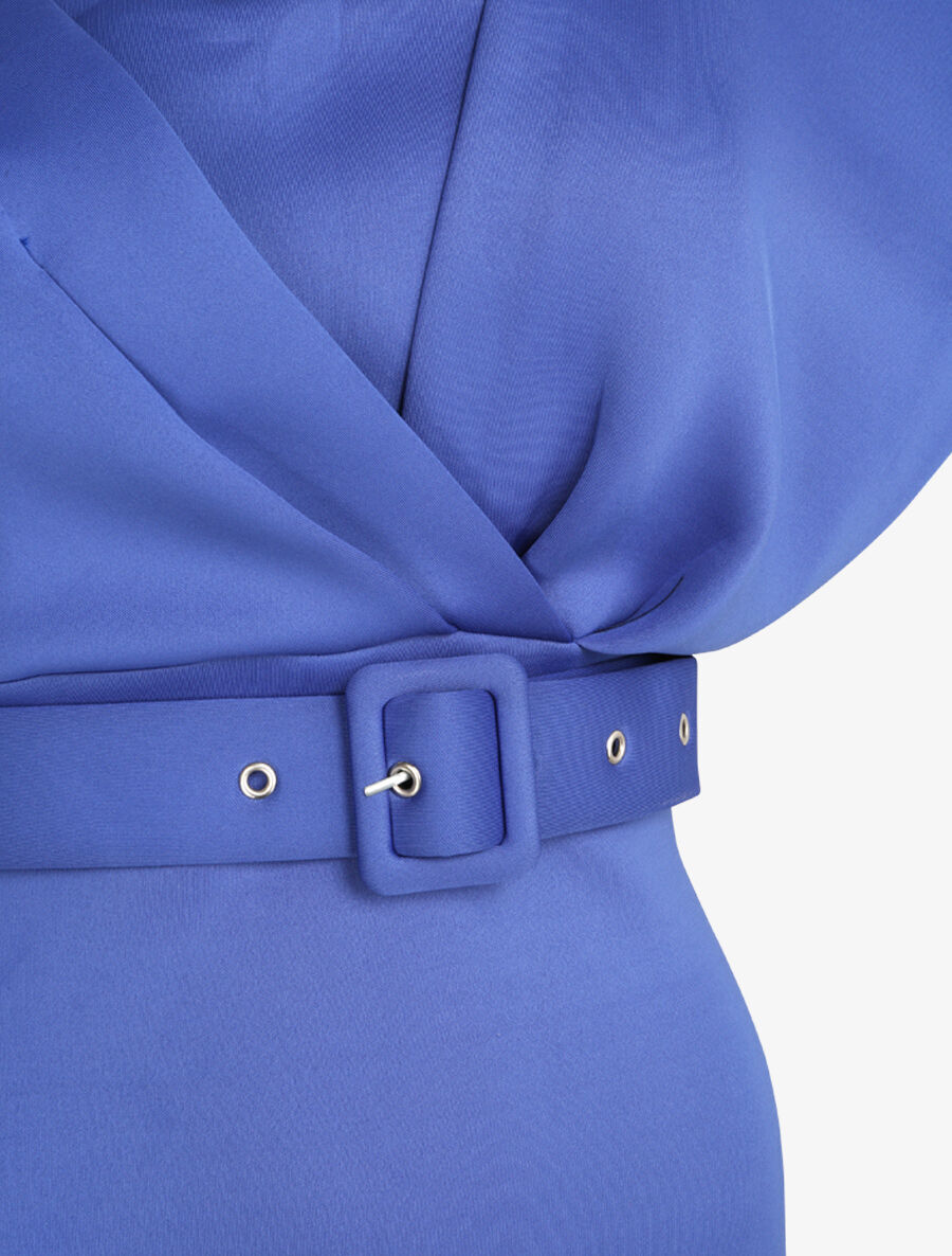 Robe one shoulder en néoprène - Bleu électrique - 3