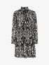 Robe à col volanté et imprimé baroque stylisé - Noir - 4