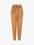 Pantalon carotte en simili à bords élastiqués - Camel - 4