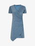 Robe drapée et irisée à manches courtes - Bleu - 1
