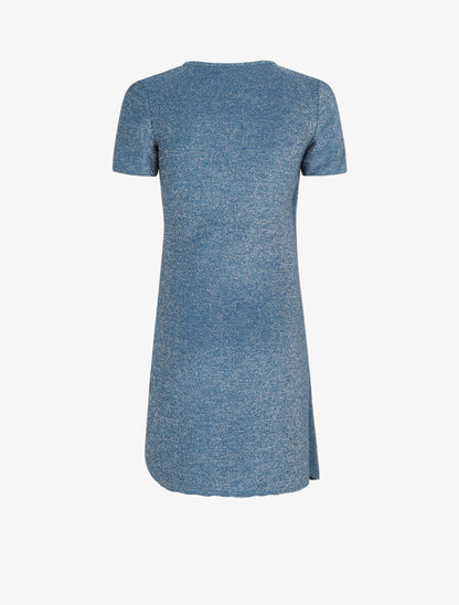 Robe drapée et irisée à manches courtes - Bleu - 2