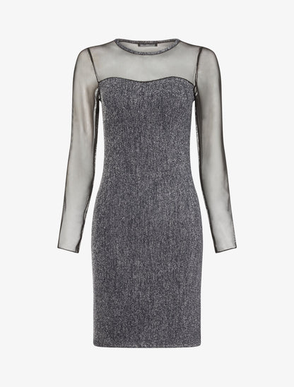 Robe irisée à manches en tulle - Marine - 4
