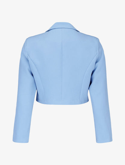 Veste courte à encolure crantée - Bleu ciel - 2