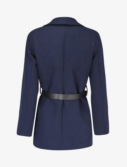 Veste à ceinture contrastante - Marine - 2