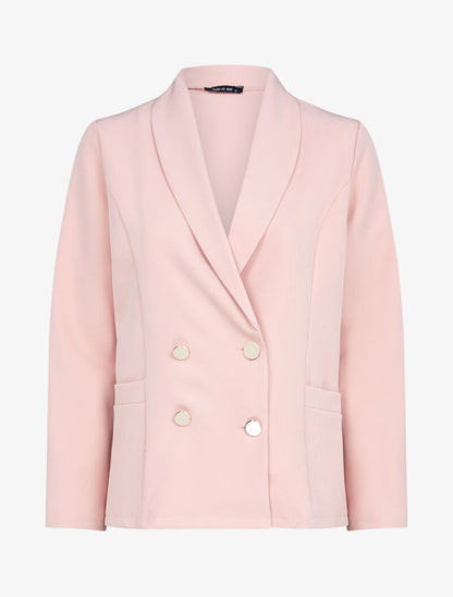 Blazer croisée à boutons décoratifs - Rose - 1