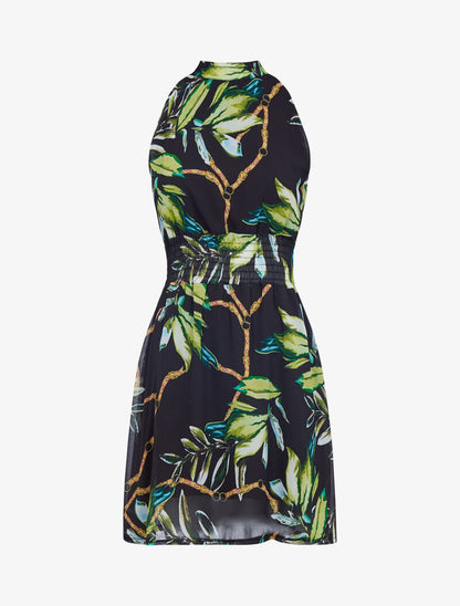Robe imprimée à encolure ras de cou - Noir - 4