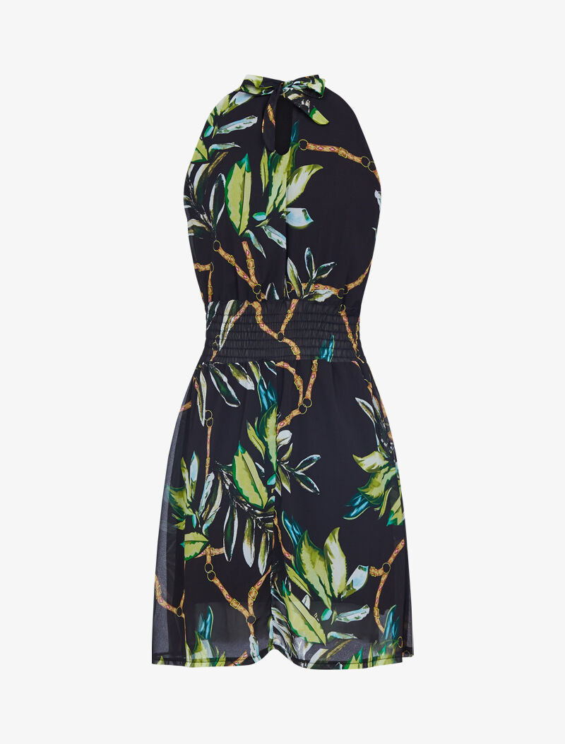 Robe imprimée à encolure ras de cou - Noir - 3