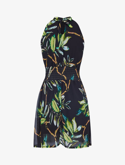 Robe imprimée à encolure ras de cou - Noir - 3