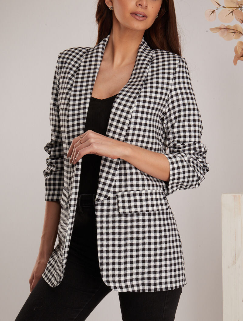 Blazer à carreaux - Noir - 1