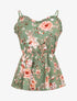 Top péplum imprimé roses - Vert olive - 1