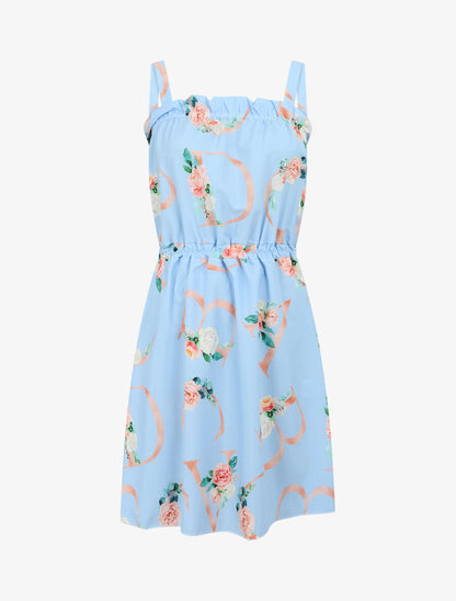 Robe mi longue à col carré élastiqué - Bleu ciel - 4