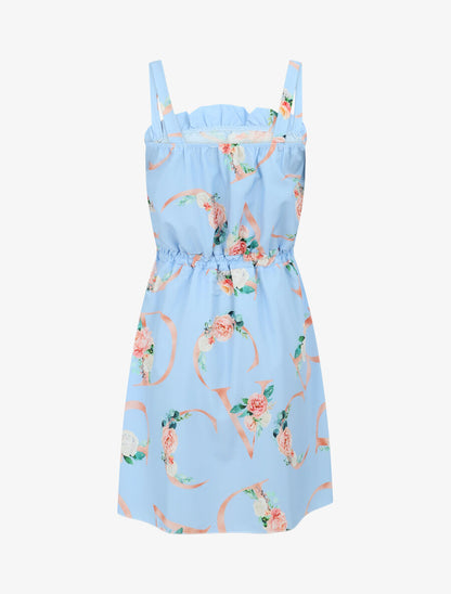 Robe mi longue à col carré élastiqué - Bleu ciel - 2