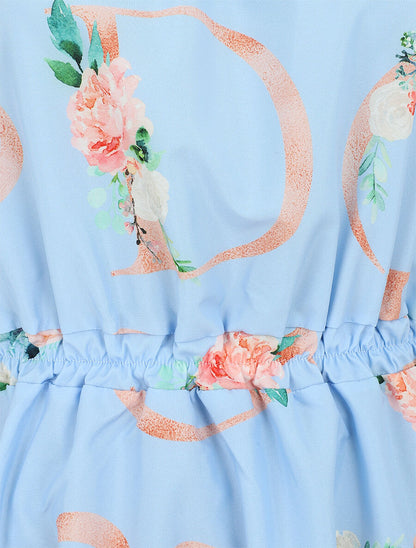 Robe mi longue à col carré élastiqué - Bleu ciel - 3