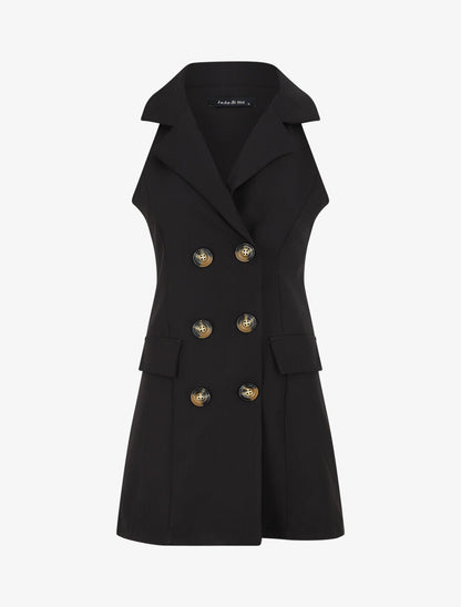 Veste croisée sans manches - Noir - 4
