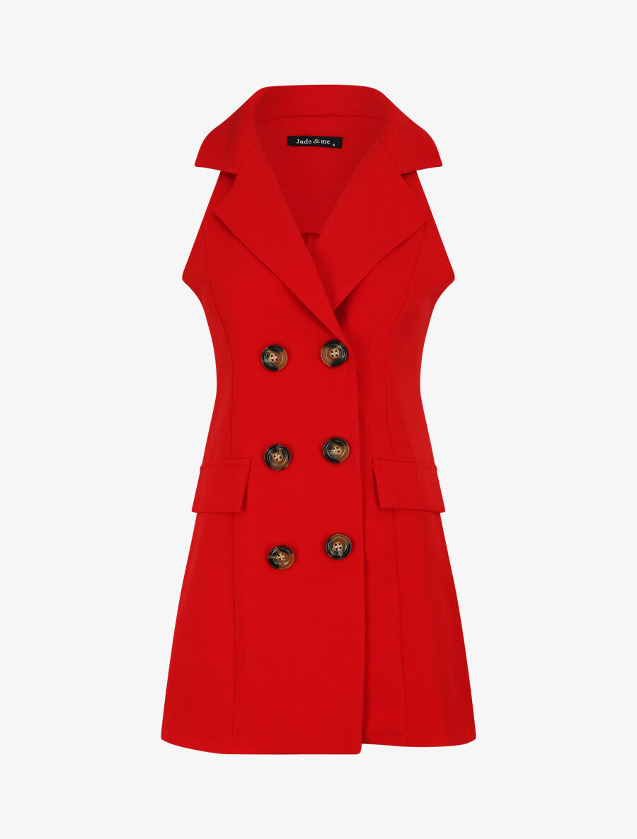 Veste croisée sans manches - Rouge - 4