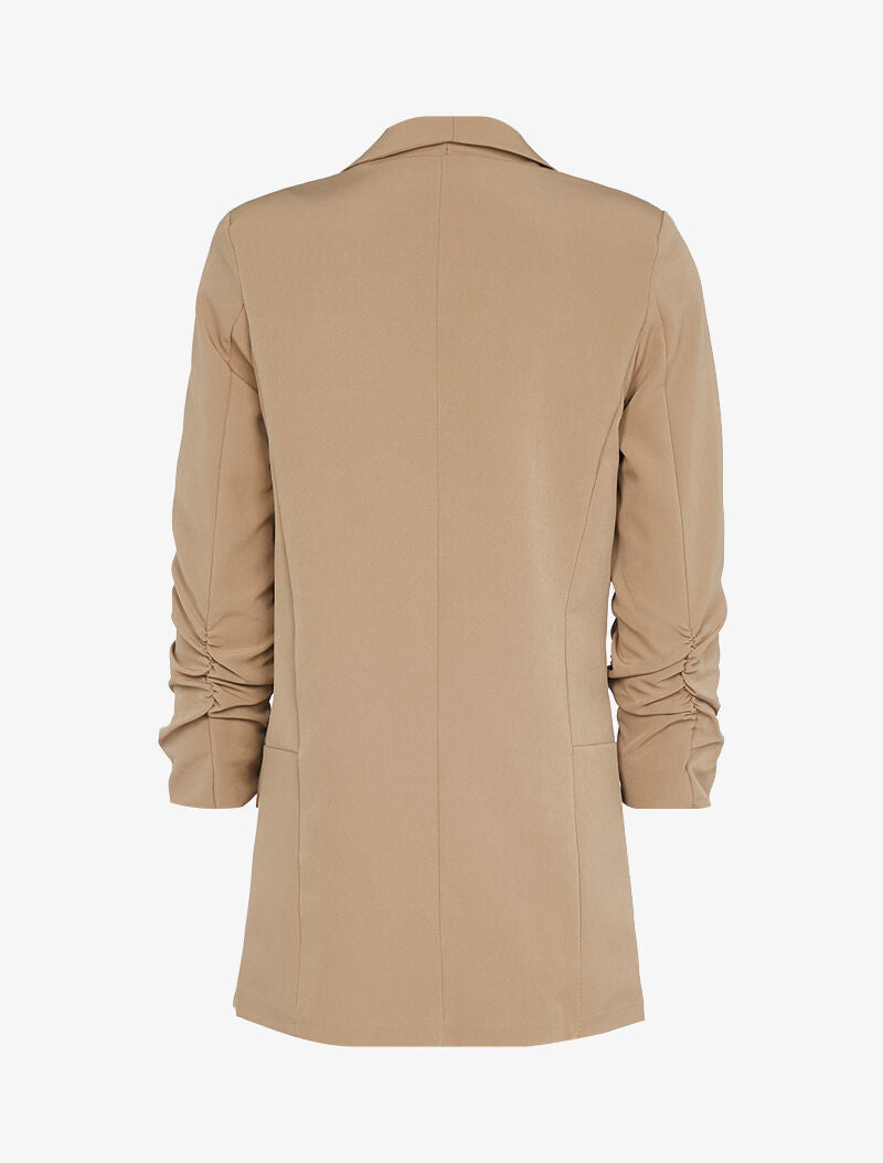 Blazer satiné à manches plissées - Camel - 2