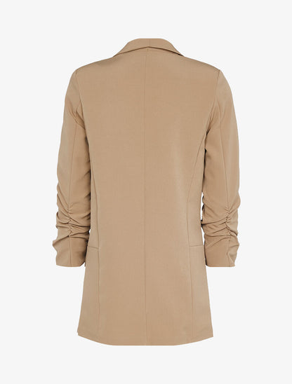Blazer satiné à manches plissées - Camel - 2