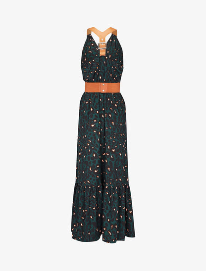 Robe à bretelles style sangles en simili - Vert - 2