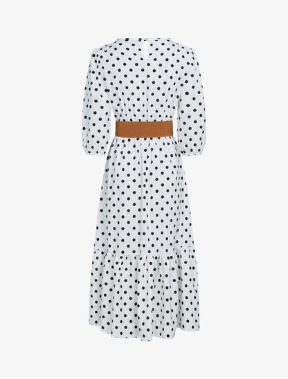 Robe à imprimé pois - Blanc - 2