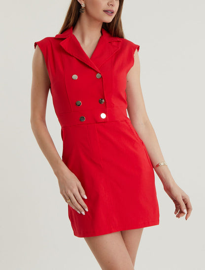 Robe sexy à buste style tailleur - Rouge - 4