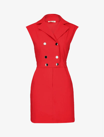 Robe sexy à buste style tailleur - Rouge - 1