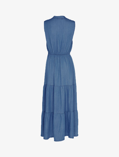 Robe longue à boutonnière - bleu denim - 2
