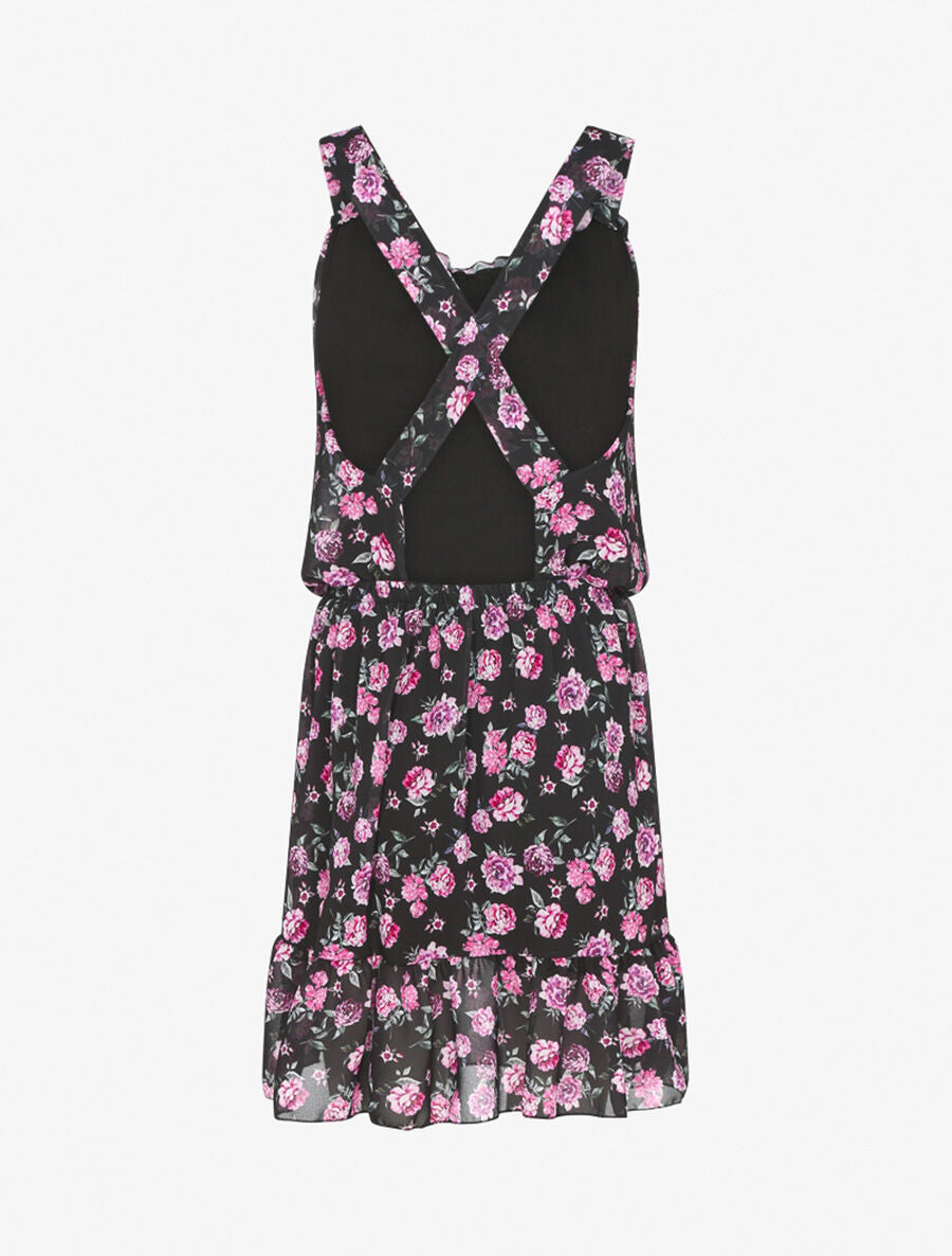 Robe dos nu à bretelles croisées - Noir/rose - 2