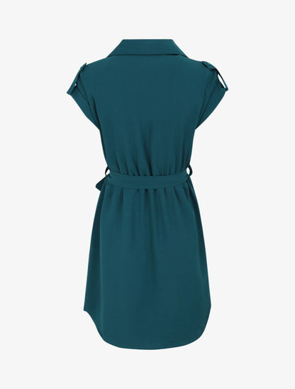 Robe unie manches courtes - Bleu canard - 2