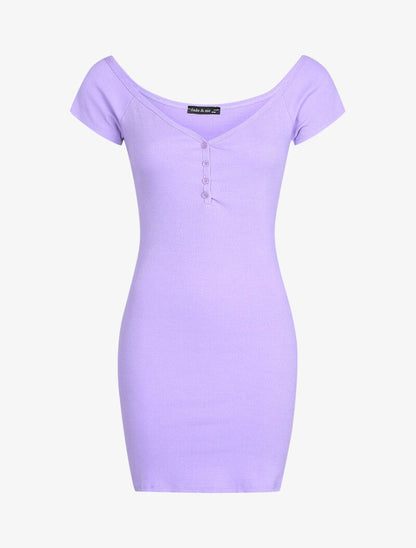 Robe côtelée extra courte - Lilas - 3
