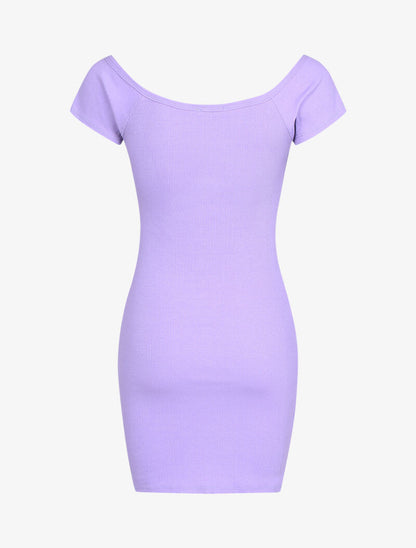 Robe côtelée extra courte - Lilas - 2